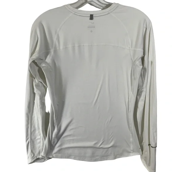 Nike Women's Running White Long Sleeve Dry Fit Tee Size S/P - Picture 2 of 7
